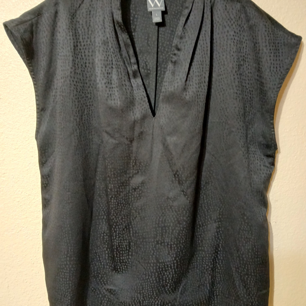 Worthington Elegant Black V-Neck Blouse